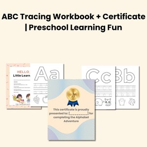 Cuaderno de ejercicios de vocabulario y trazo del alfabeto con certificado adicional: 27 páginas para preescolar y jardín de infancia.