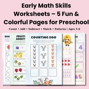 Preschool Math Worksheets – Count, Add, Subtract, Early Learning Printable Activities for Kids PDF