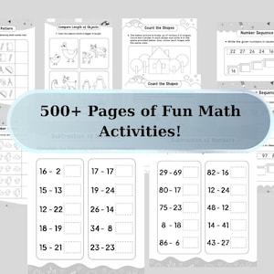 500+ Pages Math Worksheets Bundle for Kids | Editable PDF + AI + JPG | Preschool to Grade 3 Activities