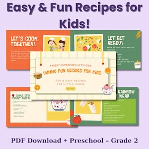 Kids Recipe Book | No-Bake Fun Cooking Cards for Preschool & Homeschool | Printable Kitchen Activities