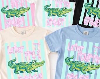 Camisetas de fin de año de Later Gator School / Camisetas de regreso a clases / Camiseta del último día de clases para Preescolar, 1.º, 2.º, 3.º, 4.º y 5.º grado.