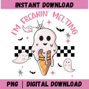 I'm Freaking Melting png, schattig smeltend zomerijs, grappig griezelig seizoen Snarky, spook- en pompoenijs png-sublimatieontwerp.