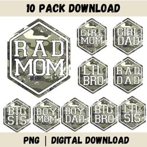 Rad Mom PNG-bundel, Rad Dad, Camo Dad, Camo Mom, Camo Brother, Rad Family, Sarcastic Mom Shirt, Camo grote zus, grote broer, zusje,