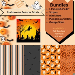 Halloween Fabric Panel Bundle: Riley Blake & Hoffman Cotton Quilting Fabrics