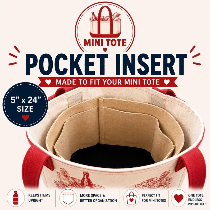 Mini Tote Insert Mini Bag Organizer Insert Purse Tote Handbag Divider Pocket Holder ...