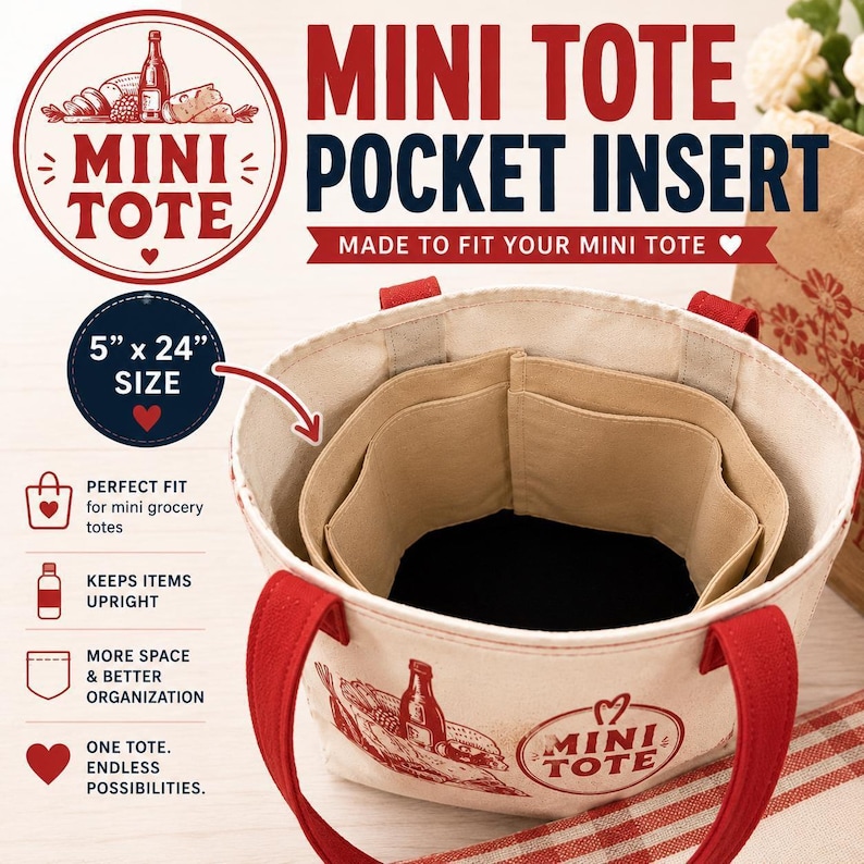 Mini Tote Insert Mini Bag Organizer Insert Purse Tote Handbag Divider Pocket Holder ...