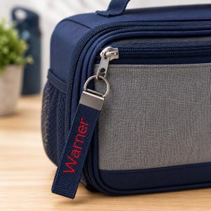 Name Keychain Personalized Bag Tag Custom Identification Charm Backpack Lunch Box Label Student Locker Hook Embroidered Zipper Pull Monogram