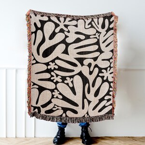 Matisse Inspired Woven Throw Blanket Tapestry Woven Wall Hanging Black White Abstract Throw Blanket Couch Picnic Blanket Trendy Home Decor