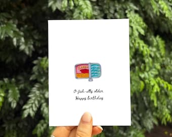 Funny Birthday Card – "O-Fish-Ally Older" – Sardines Pun – Quirky Handmade Greeting