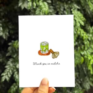 Bedankkaart – "Thank You So Matcha" – Matcha Tea Pun – Leuke handgemaakte groet