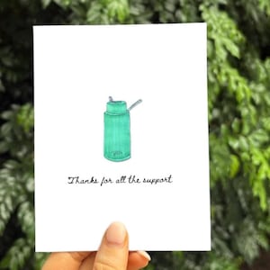 Vielen Dank für die Unterstützung. Witzige Karte. Frank Grün. Flasche für emotionale Unterstützung. Danke-Karte. Vatertag