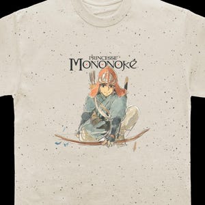Ashitaka Princess Mononoke Shirt - Vintage Anime Studio Ghibli Shirt - Unisex Boxy Oversized Fit T Shirt image 4