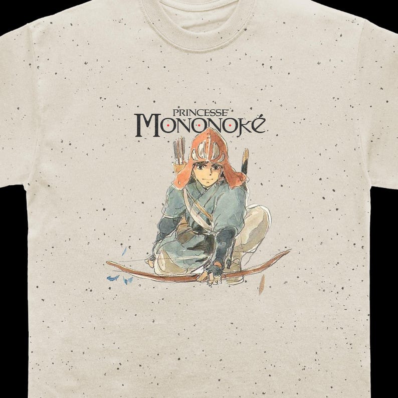 Ashitaka Princess Mononoke Shirt - Vintage Anime Studio Ghibli Shirt - Unisex Boxy Oversized Fit T Shirt image 4