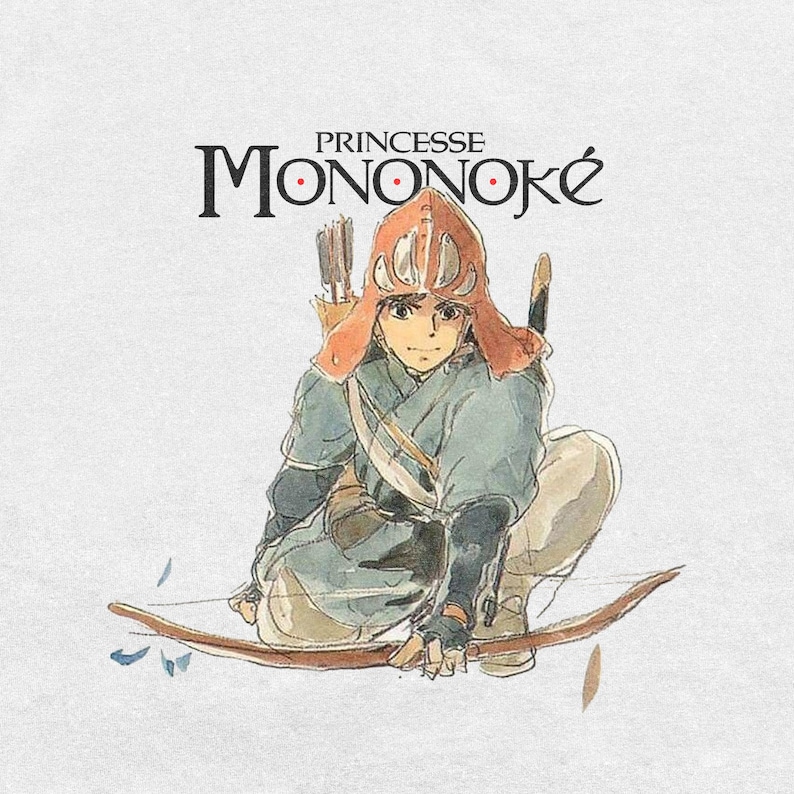 Ashitaka Princess Mononoke Shirt - Vintage Anime Studio Ghibli Shirt - Unisex Boxy Oversized Fit T Shirt image 6