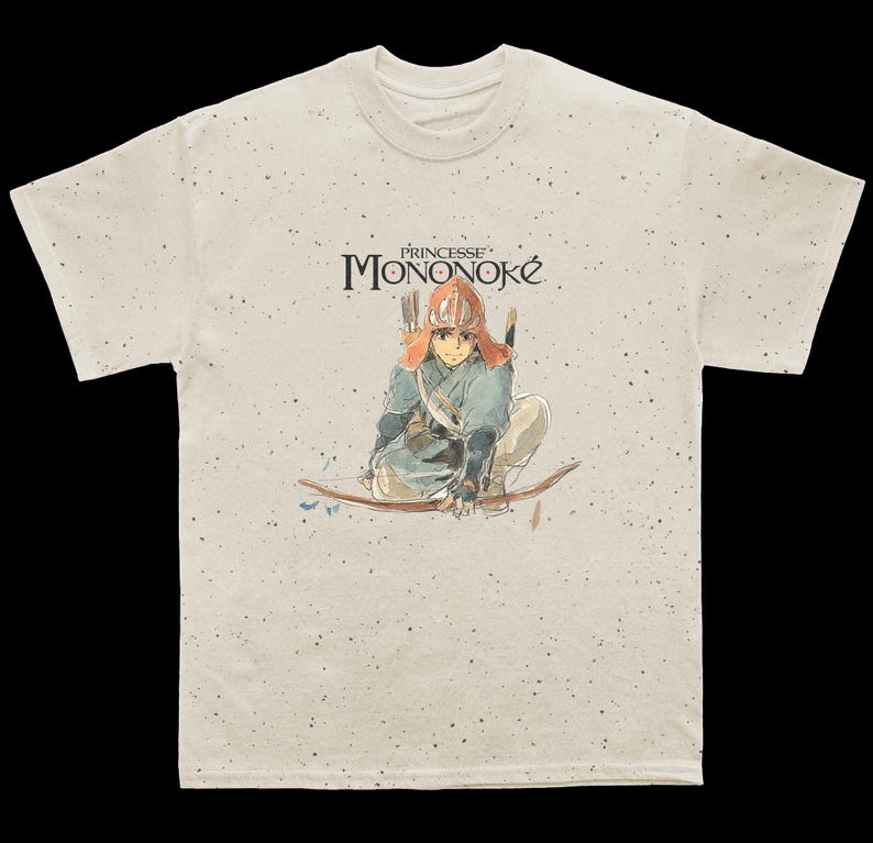 Ashitaka Princess Mononoke Shirt - Vintage Anime Studio Ghibli Shirt - Unisex Boxy Oversized Fit T Shirt image 5