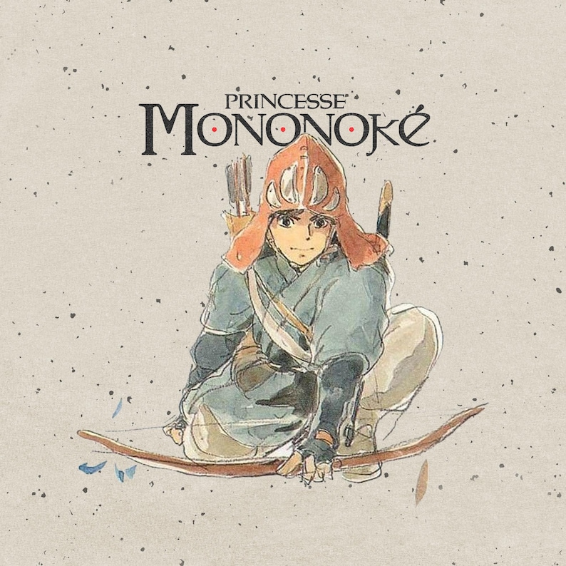 Ashitaka Princess Mononoke Shirt - Vintage Anime Studio Ghibli Shirt - Unisex Boxy Oversized Fit T Shirt image 2