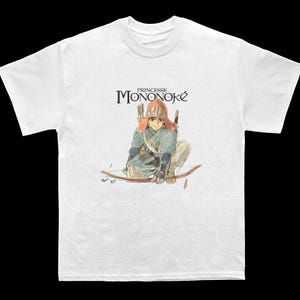 Ashitaka Princess Mononoke Shirt - Vintage Anime Studio Ghibli Shirt - Unisex Boxy Oversized Fit T Shirt image 3