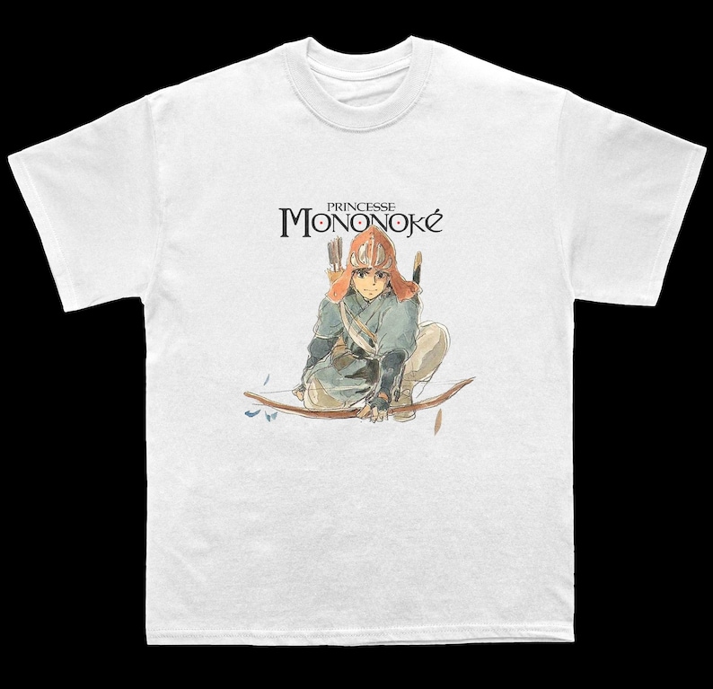 Ashitaka Princess Mononoke Shirt - Vintage Anime Studio Ghibli Shirt - Unisex Boxy Oversized Fit T Shirt image 3