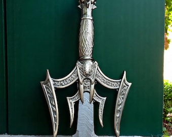 Handgemaakt damaststaal Vikingzwaard | Noorse replica met leren schede