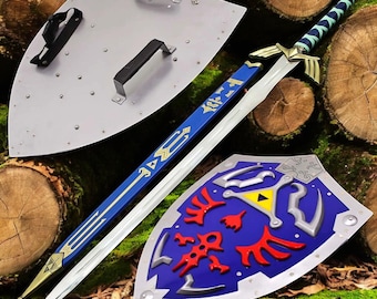 Handgemaakte Zelda Master-set met zwaard en schild, roestvrijstalen replica