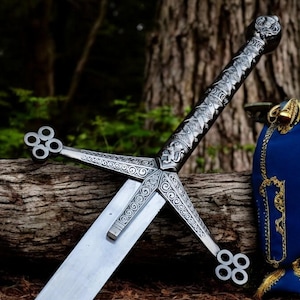 Handmade Scottish Claymore Sword | J2 Steel Highland Claymore | Black Medieval Sword | Personalized Gift for Him, Groomsmen Gift, Christmas