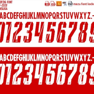 RB Leipzig 2025-2026 Font: Bundesliga Jersey Numbers (Digital Download)