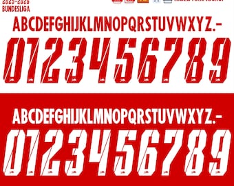 RB Leipzig 2025-2026 Font: Bundesliga Jersey Numbers (digital