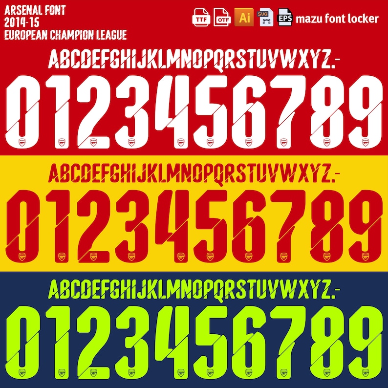 Arsenal UCL 2014-2015 Font, Vector Design (digital Download) - Etsy