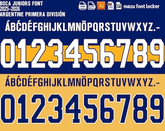 Boca Juniors 2025-2026 Font Vector: Jerseys Name & Numbers (Digital Download)
