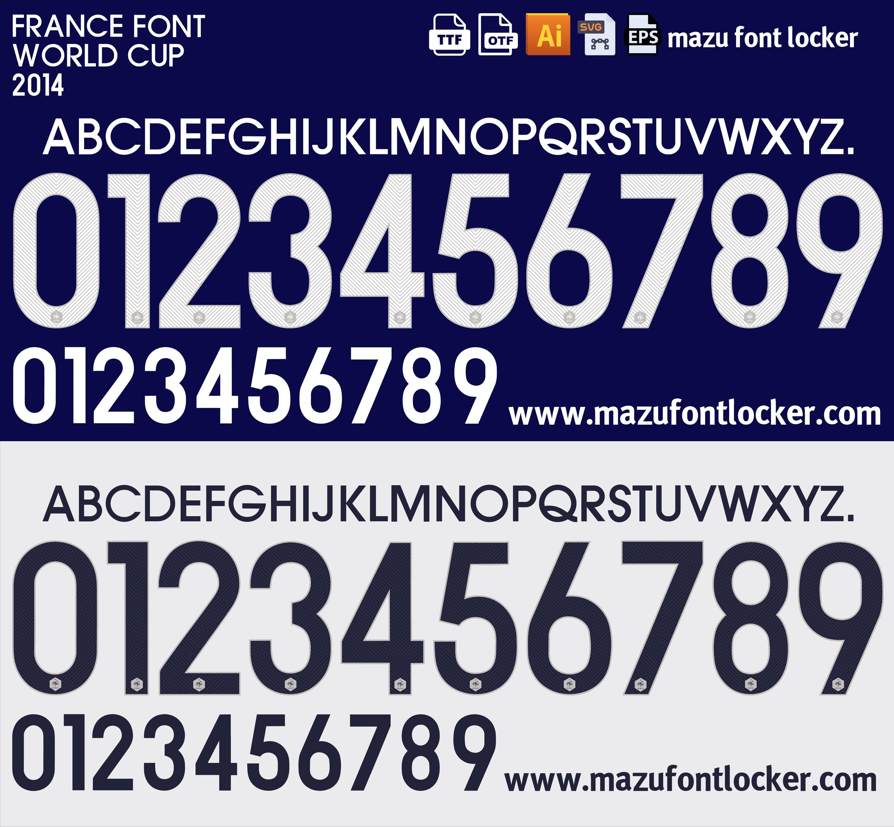 France World Cup 2014 Home & Away Font Vector (digital Download