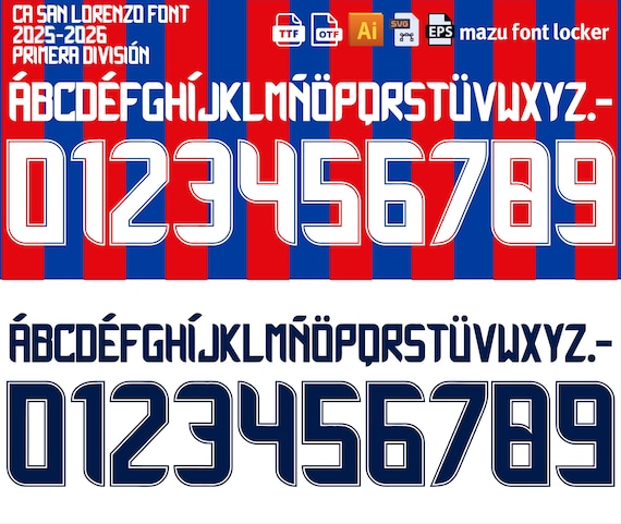 CA San Lorenzo 2025-26 Font: Jersey Numbers & Letters (digital