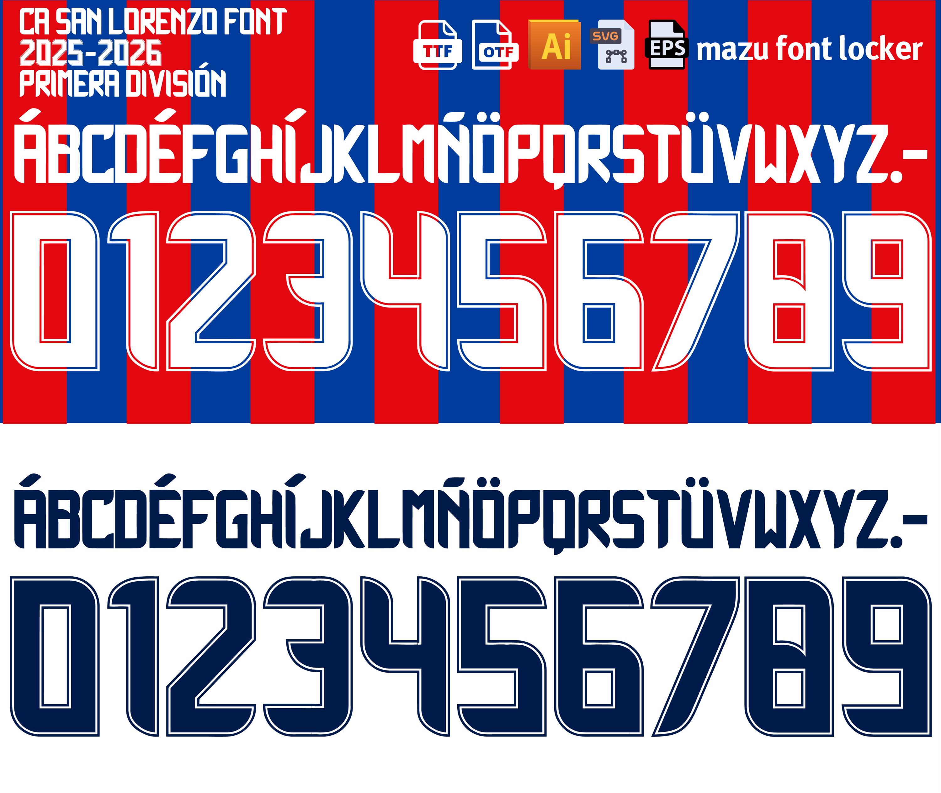 CA San Lorenzo 2025-26 Font: Jersey Numbers & Letters (digital
