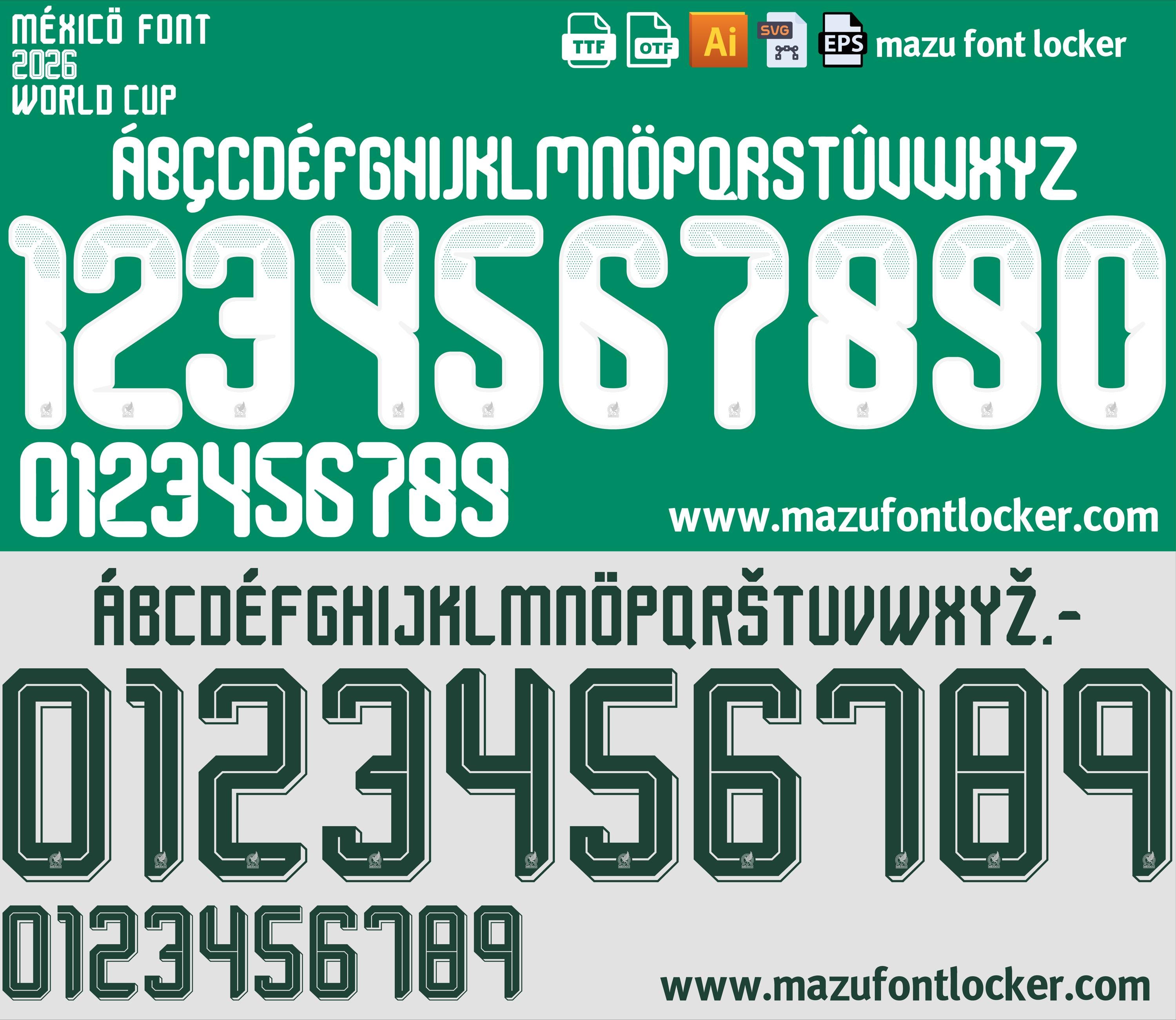 Mexico World Cup 2026 Home and Away Font Vector (digital Download