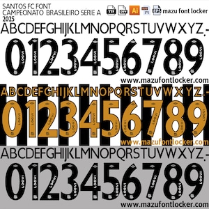 Santos FC 2025 Font Vector: Jersey Name & Numbers (Digital Download)