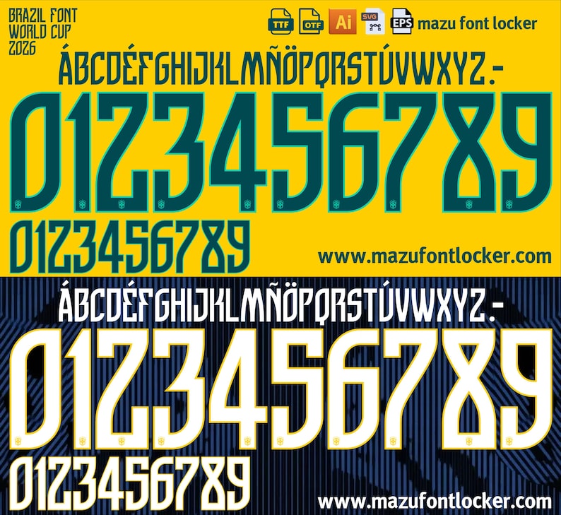 Brazil World Cup 2026 Home & Away Font Vector (digital Download) - Etsy