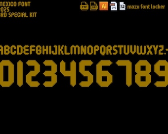 Mexico 2025 Third Font Vector: Jersey Name & Numbers (Digital Download)