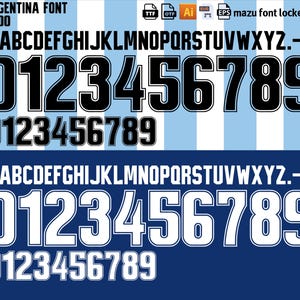 Argentina 2000 Font Vector: Jersey Numbers & Letters (Digital Download)