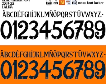 Real Madrid 2024-2025 Font Vector, Jerseys Name & Numbers (Digital Download)