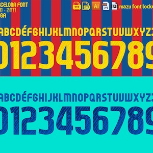 Barcelona 2010-2011 Font Vector: Jersey Numbers & Names (Digital Download)