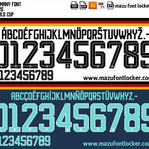 Vector de fuente para las equipaciones de local y visitante de Alemania para el Mundial de 2026 (Descarga digital)