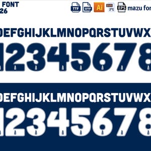 May include: A digital font set for the Pachuca team, featuring uppercase letters, numbers, and special characters. The font is in dark blue and white, with the text "PACHUCA FONT 2025-2026 LIGA MX" at the top. Includes TTF, OTF, AI, SVG, and EPS file formats.