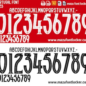 Portugal 2025 Font Vector: Jersey Numbers & Letters (Digital Download)