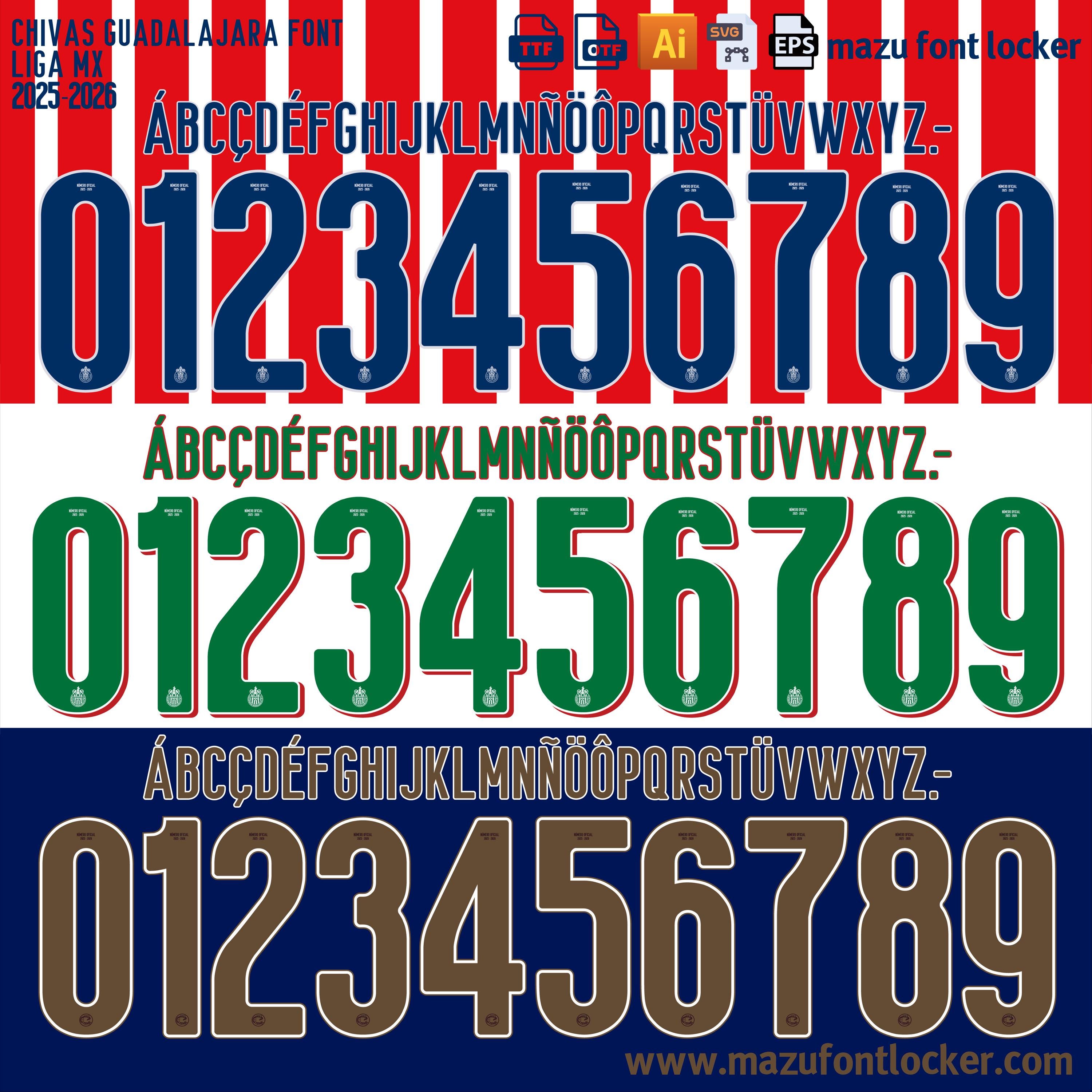 Chivas Guadalajara 2025-2026 Liga MX Font (digital Download