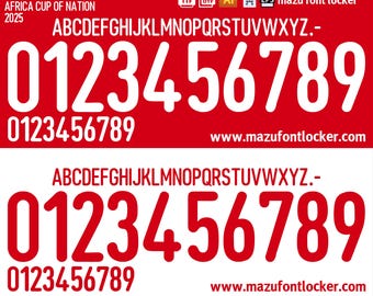 Morocco 2025 Font Vector: Jerseys Name & Numbers (Digital Download)