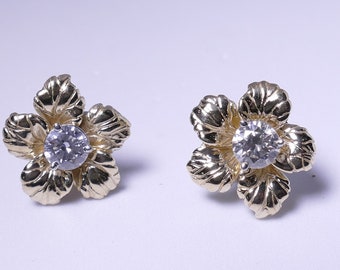 14K Solid Gold Jackets for Studs, Flower Earring Jackets, Floral Jackets, Floral Jewelry, Flower Jackets