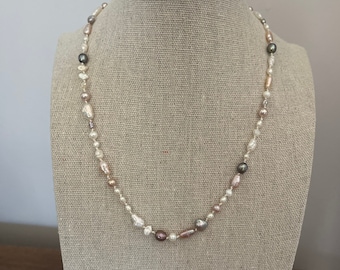 Hand Knotted Freshwater Pearl Necklace | Genuine Pearl Necklace | Handmade Beaded Necklace