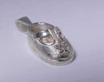 Shoe Charm Baby Boy or Girl Pendant in Sterling Silver