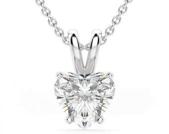 Heart CZ Pendant Solitaire Cubic Zirconia in 14K Solid Gold