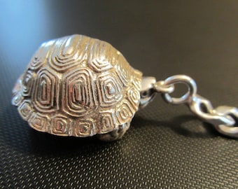 Turtle Key Chain Secret COMPARTMENT CLIP Stash Box in Sterling Silver