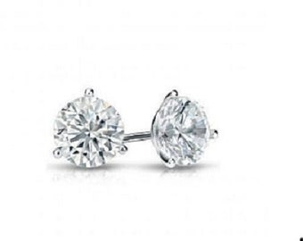 Platinum cubic zirconia cz martini setting solitaire studs earrings